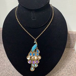 16 1/2” Bronze Gold Peacock Pendant Necklace